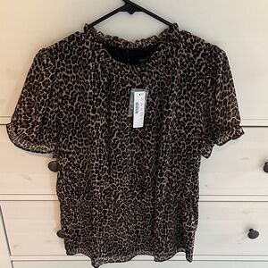 J. Crew Leopard Print Blouse - Black and Brown Sz M